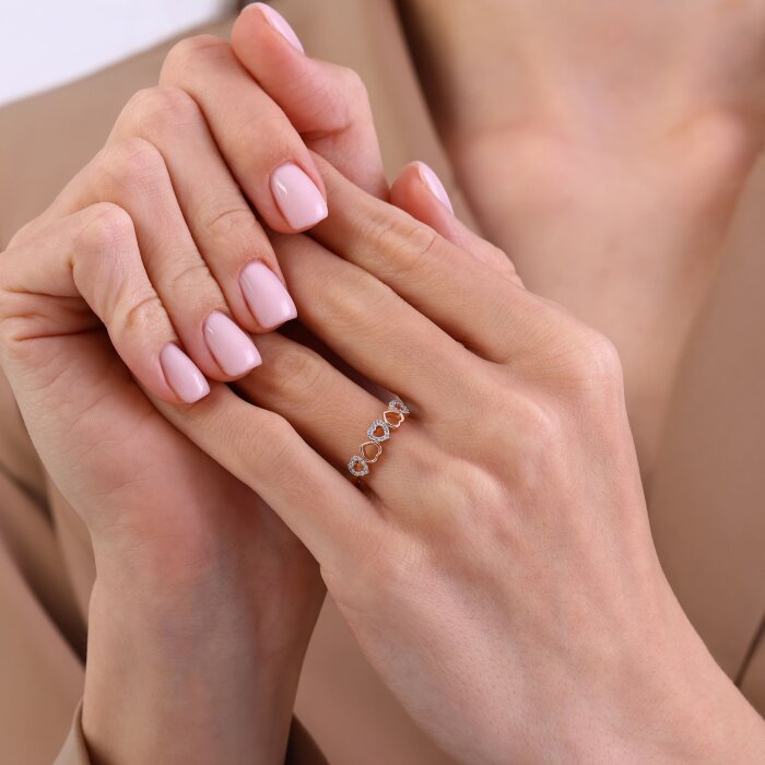 0,13 Karat Pırlanta Kalp Yüzük