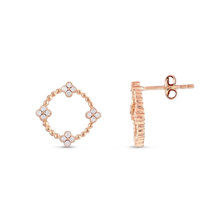 0,19 Karat Pırlanta Yonca Küpe