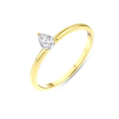 0,20 Karat Pırlanta Damla Tektaş Yüzük - 1