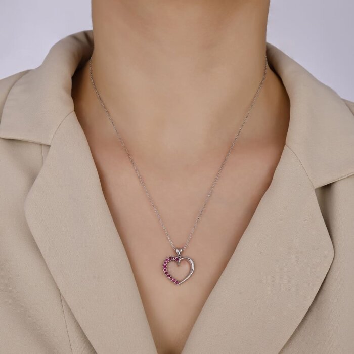 0,26 Karat Yakut Kalp Kolye