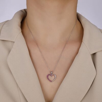 0,26 Karat Yakut Kalp Kolye - 3