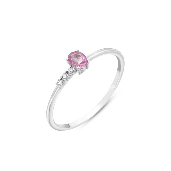 0,28 Karat Pırlanta Pembe Safir Yüzük