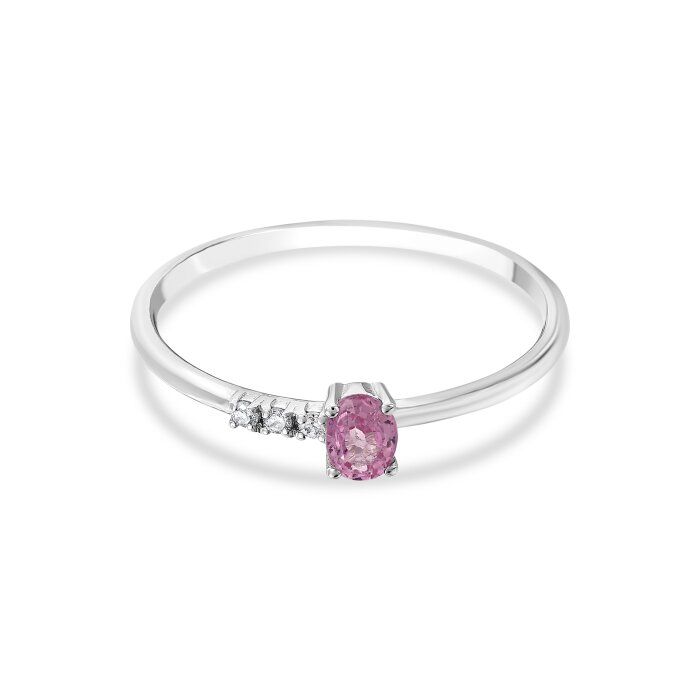0,28 Karat Pırlanta Pembe Safir Yüzük