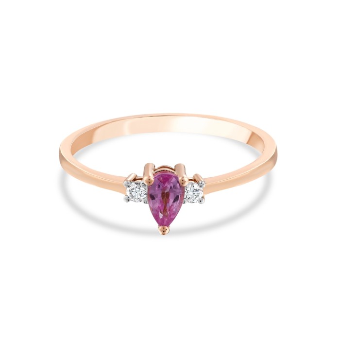 0,42 Karat Pırlanta Pembe Safir Yüzük