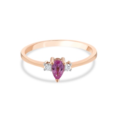 0,42 Karat Pırlanta Pembe Safir Yüzük