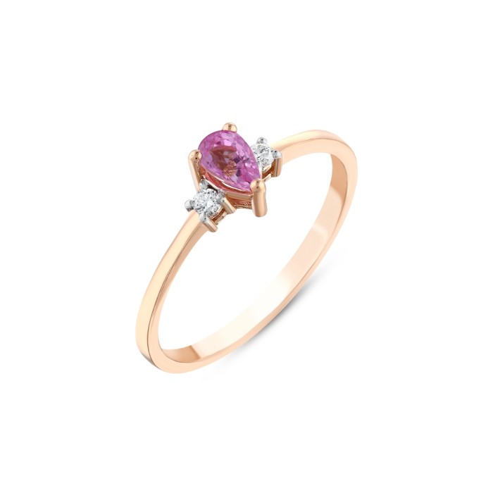0,42 Karat Pırlanta Pembe Safir Yüzük