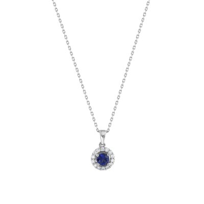 0,43 Karat Pırlanta Safir Kolye - 1