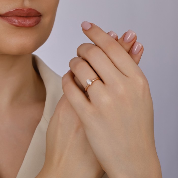0,54 Karat Pırlanta Oval Tektaş Yüzük
