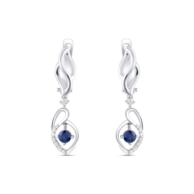 0,57 Karat Pırlantalı Safir Küpe