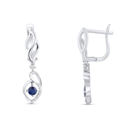 0,57 Karat Pırlantalı Safir Küpe