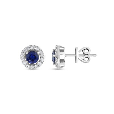 0,86 Karat Pırlanta Safir Küpe - 1