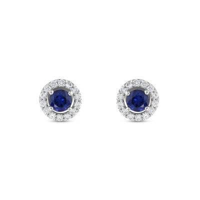 0,86 Karat Pırlanta Safir Küpe - 2