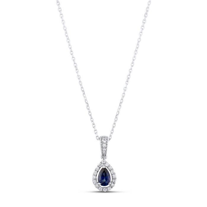 0,74 Karat Pırlantalı Safir Kolye