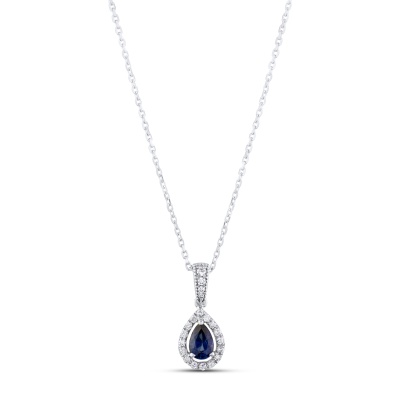 0,74 Karat Pırlantalı Safir Kolye