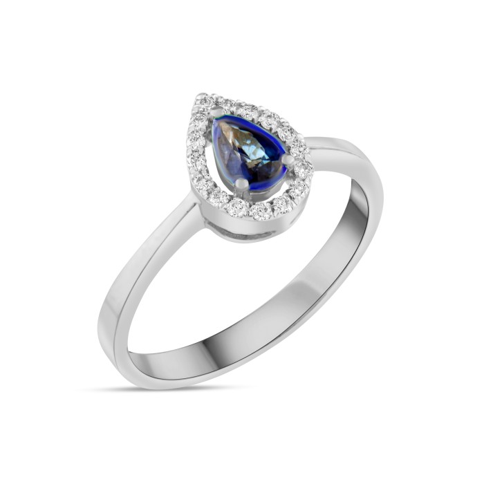 0,78 Karat Pırlantalı Safir Yüzük
