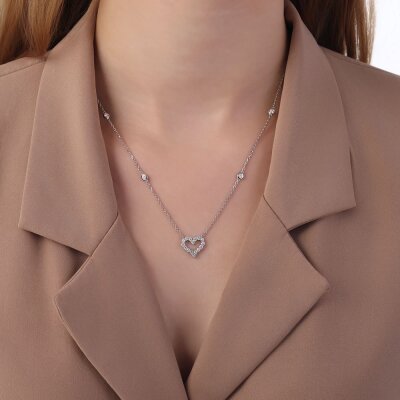 0,88 Karat Pırlanta Kalp Kolye - 3