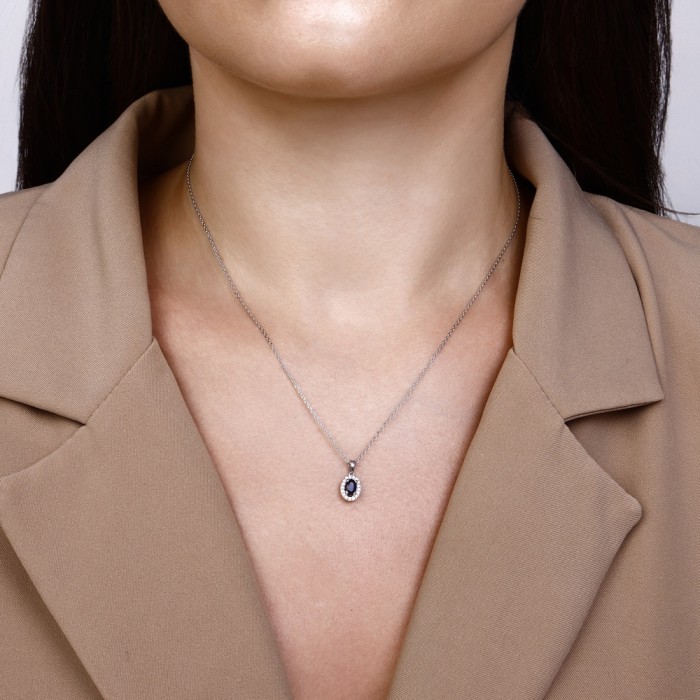 0,93 Karat Pırlanta Safir Kolye