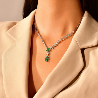 5,99 Karat Pırlanta Zümrüt Gerdanlık - 3