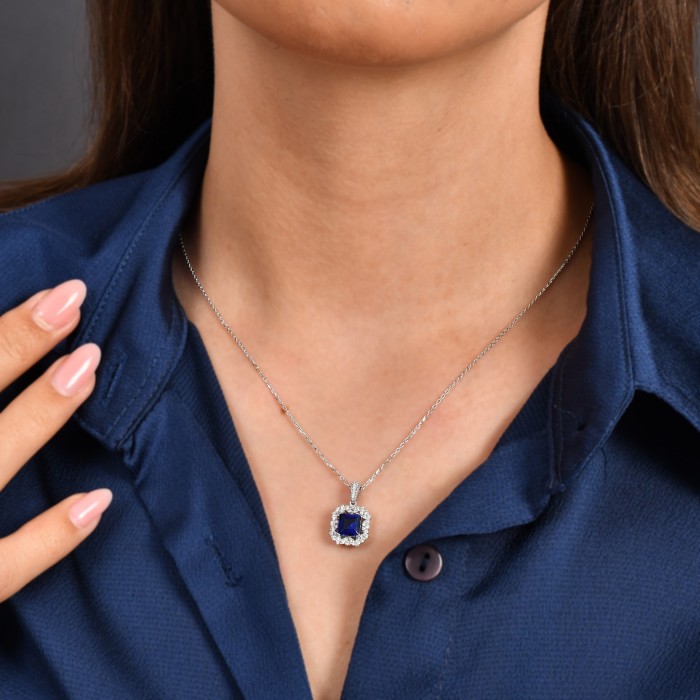 1,09 Karat Pırlanta Safir Kolye