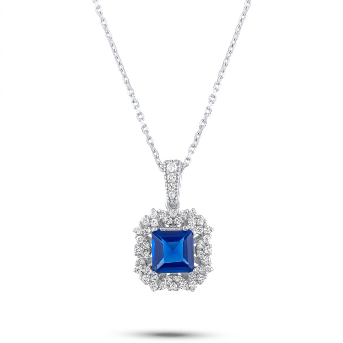 1,09 Karat Pırlanta Safir Kolye