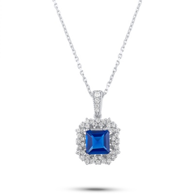 1,09 Karat Pırlanta Safir Kolye