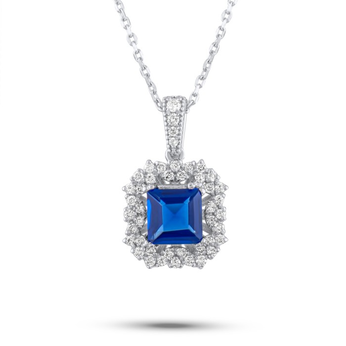 1,09 Karat Pırlanta Safir Kolye