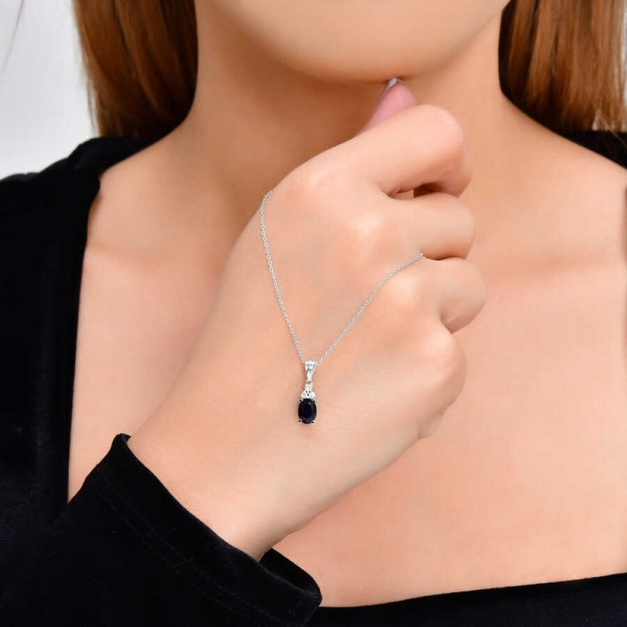 1,39 Karat Pırlanta Safir Kolye