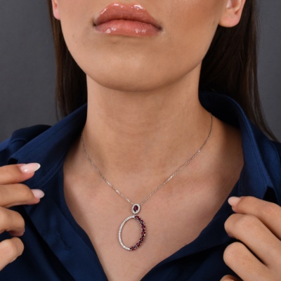 2,82 Karat Pırlanta Yakut Kolye - 3