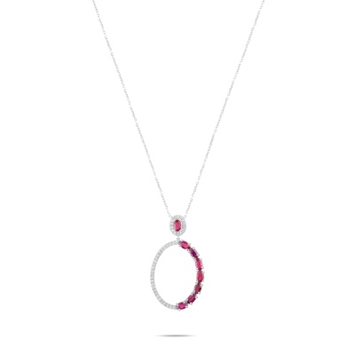 2,82 Karat Pırlanta Yakut Kolye - 2