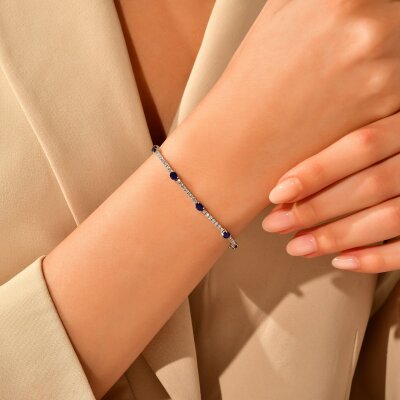 4,15 Karat Pırlanta Safir Bileklik - 3