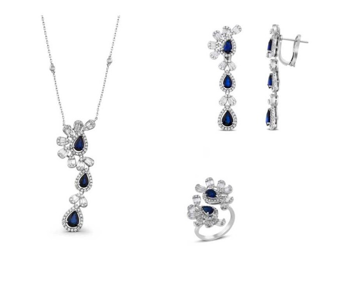 Pırlantalı Safir Set