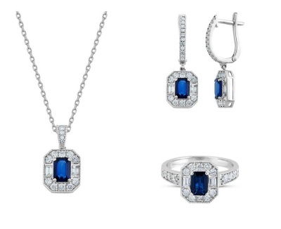 Pırlantalı Safir Set