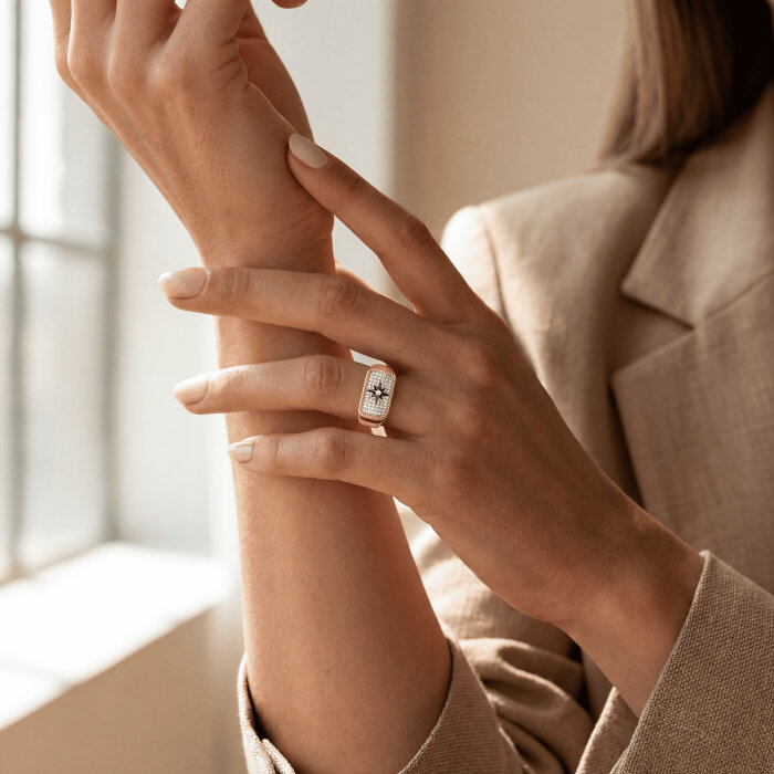 Sempre 0,25 Karat Pırlanta Mühr Yüzük