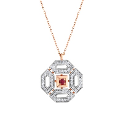 Star x Aura 0,29 Karat Pırlanta Yakut Kolye - 2